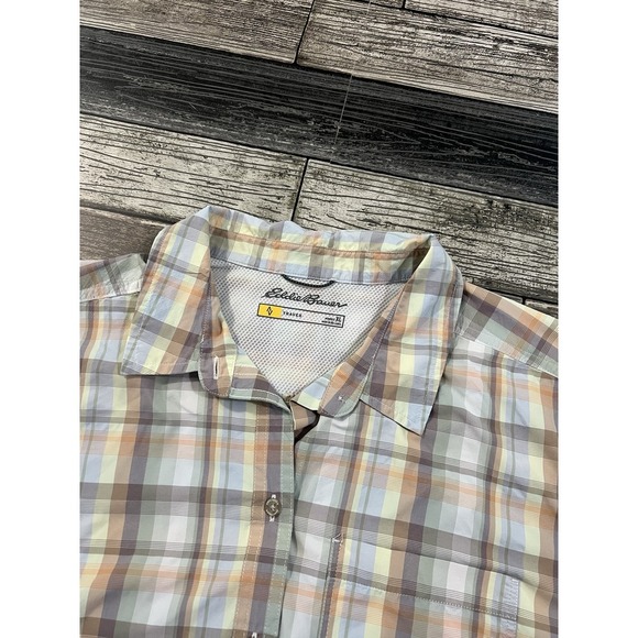 Eddie Bauer Travex Shirt Plaid‎ Short Sleeve Button Up Mens XL - Picture 1 of 6
